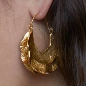 NEW Earrings Designer Chunky Wonton Hoop Crumpled Metal Trending S05